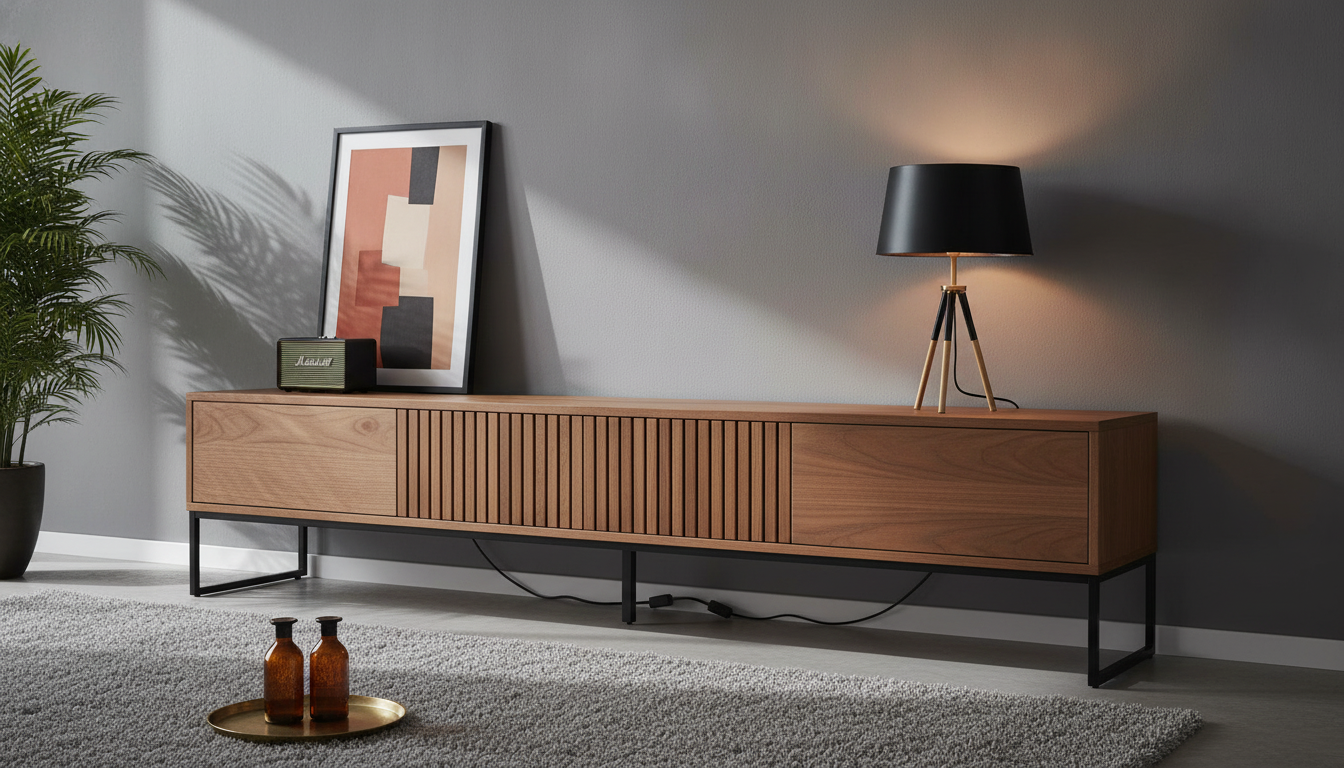2M Modern Chic Lowboard TV Stand: Size, Style & Cables