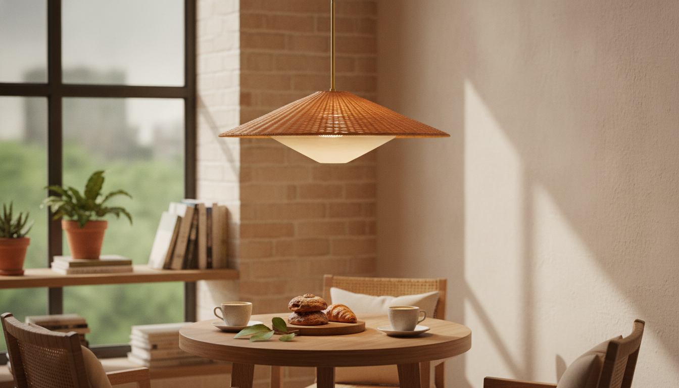 Handmade Rattan LED Pendant Lamp for Homes & Cafés