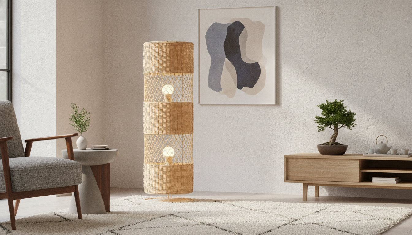 Zen Japandi Glow: Contemporary Japanese Rattan LED Lamp